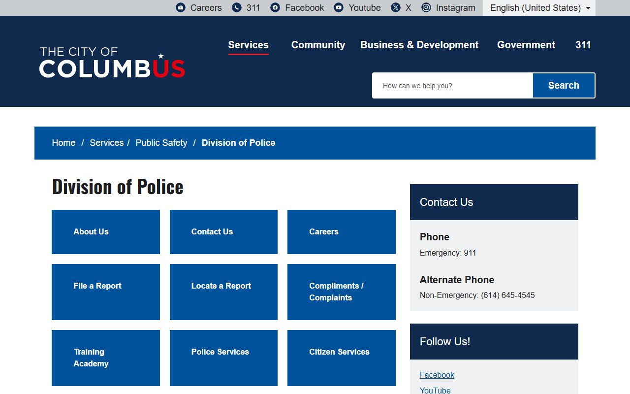 Columbus jail roster police division website