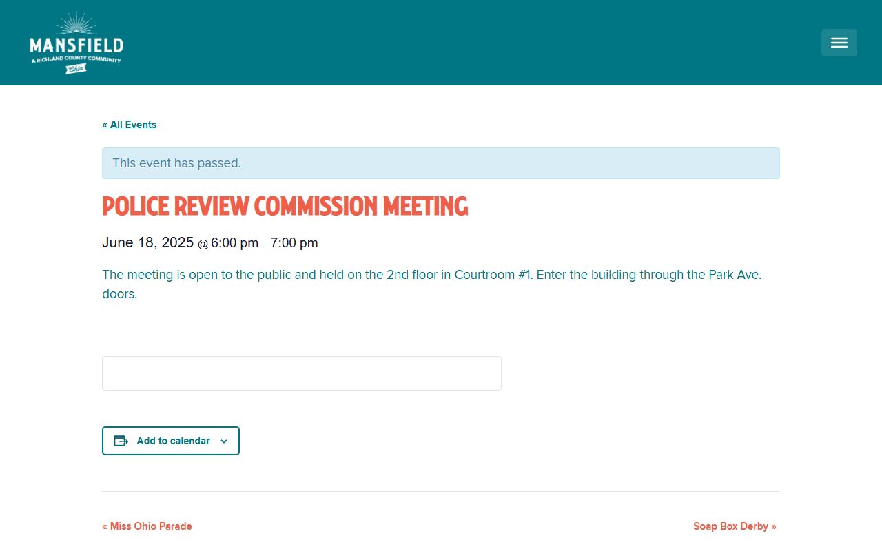 Mansfield Police Division page for arrest records