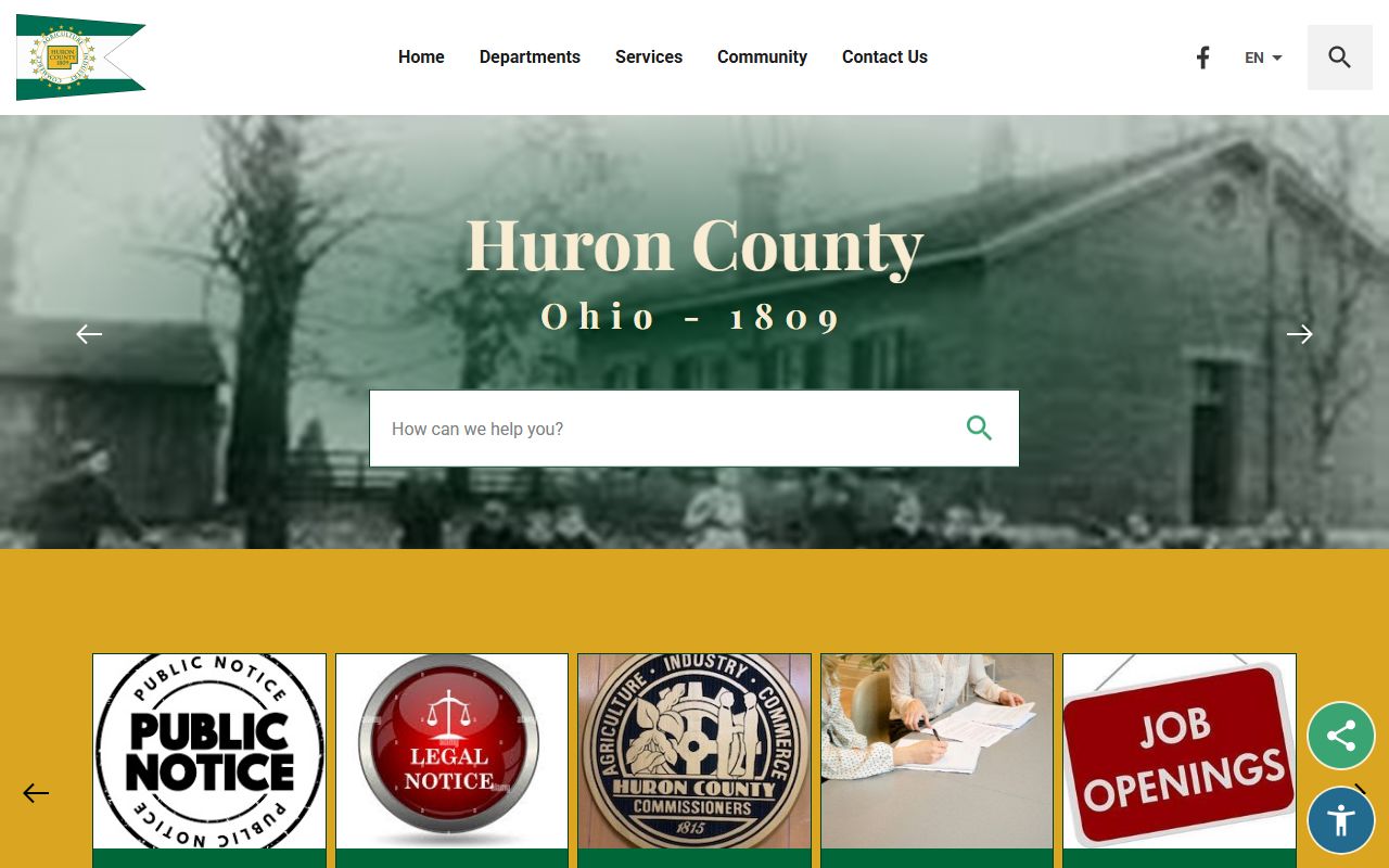Huron County government website jail roster resources