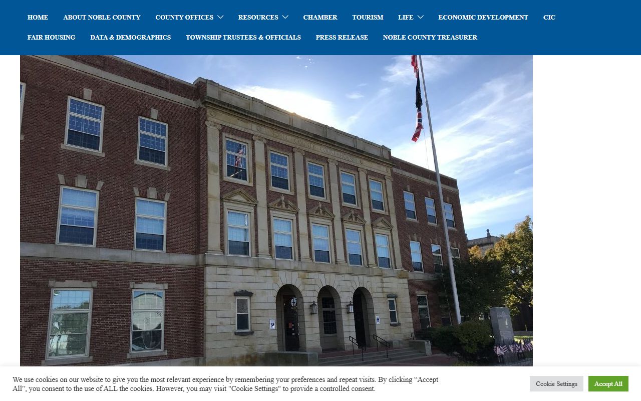 Noble County government website for jail roster lookups