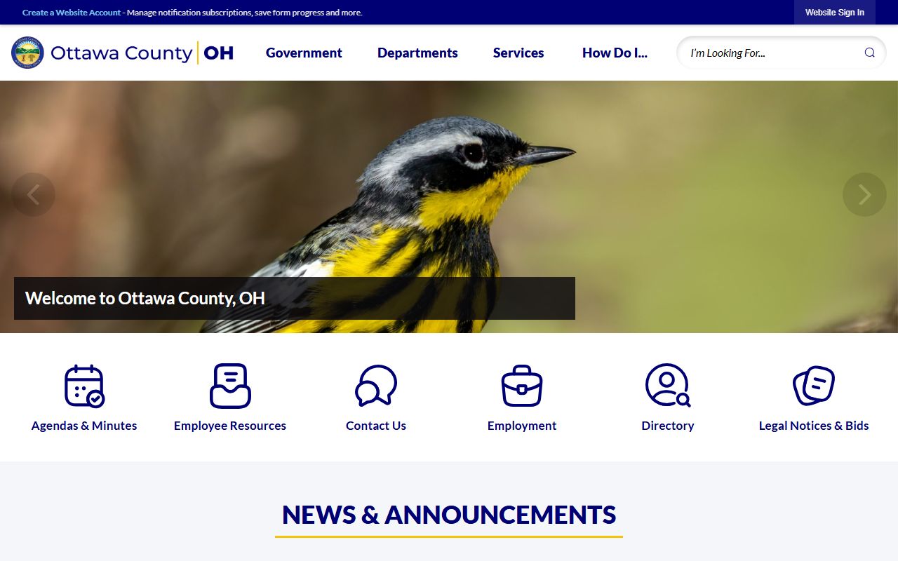Ottawa County government website for jail roster and county services