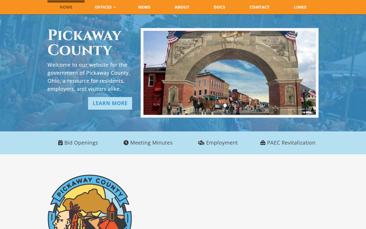 Pickaway County government website for jail roster searches