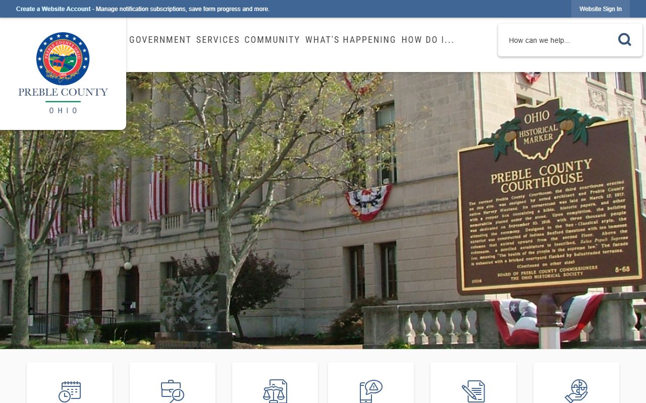 Preble County government website for jail roster information