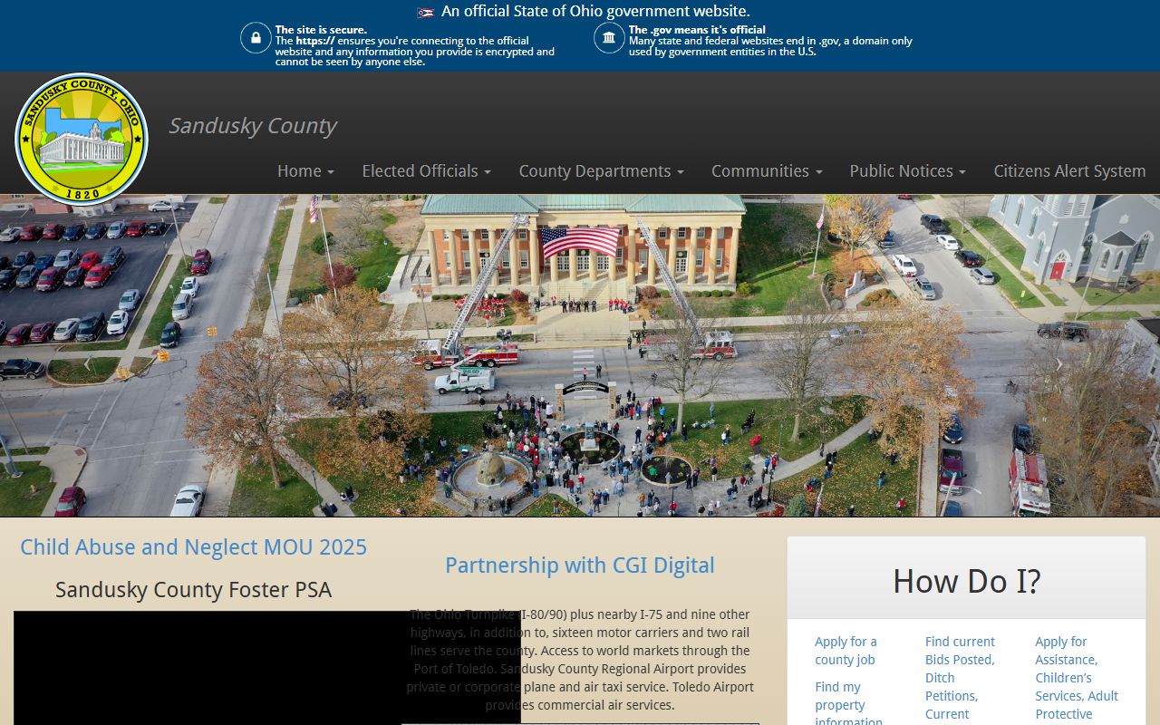 Sandusky County government website for jail roster search