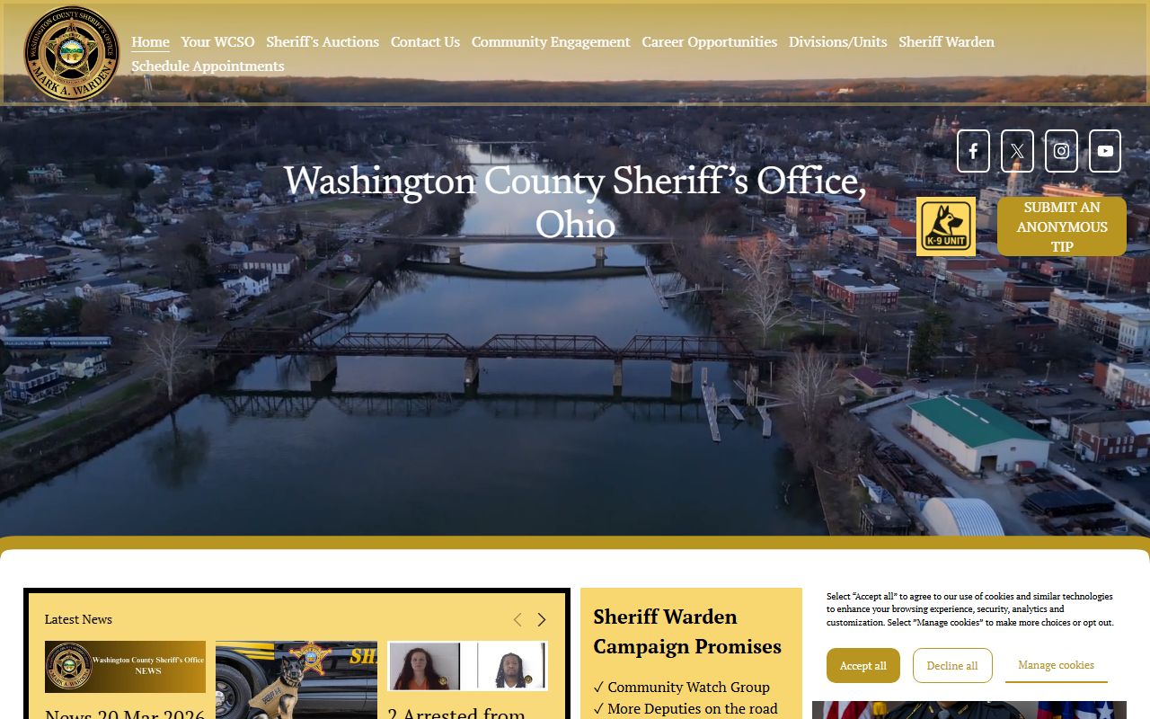 Washington County jail roster search through the sheriff's office website