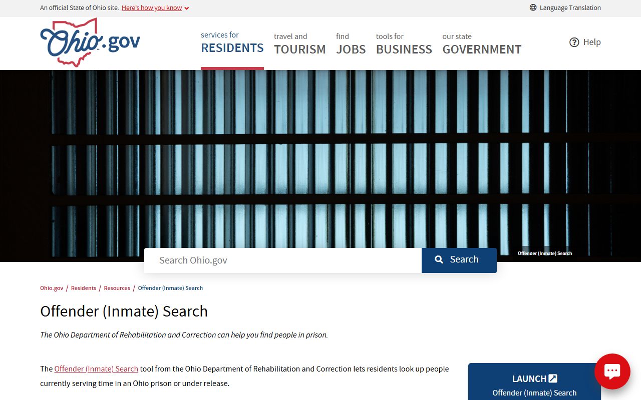 Ohio.gov offender search portal for Ohio jail roster