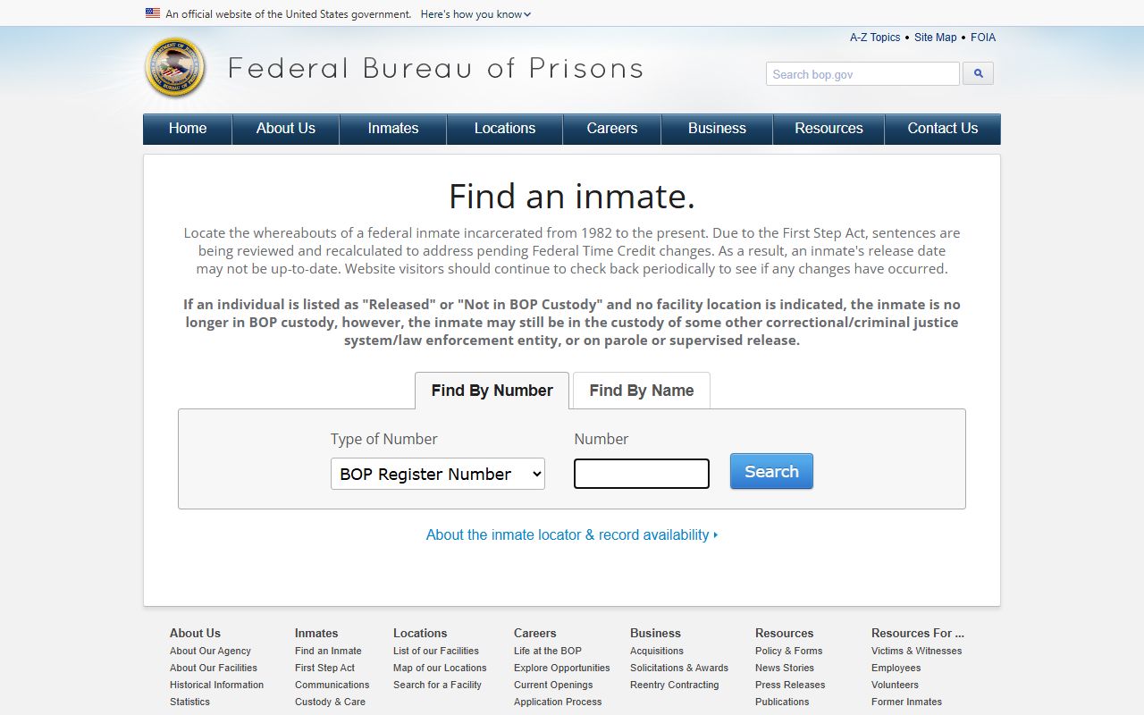 Bureau of Prisons inmate locator for federal inmates in Ohio